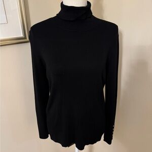 Chicos Black Knit Turtleneck Sweater with Gold  Buttons. Sz Large. Beautiful 😍